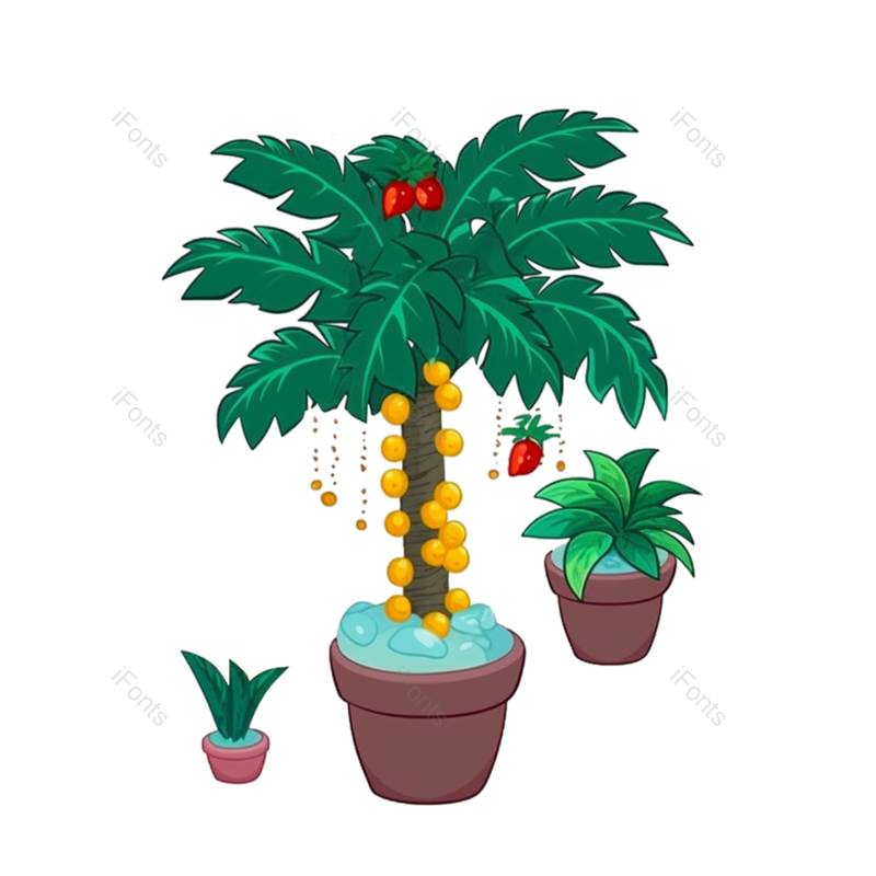 图标图片,元素元素,手绘风PNG,盆栽植物免抠素材